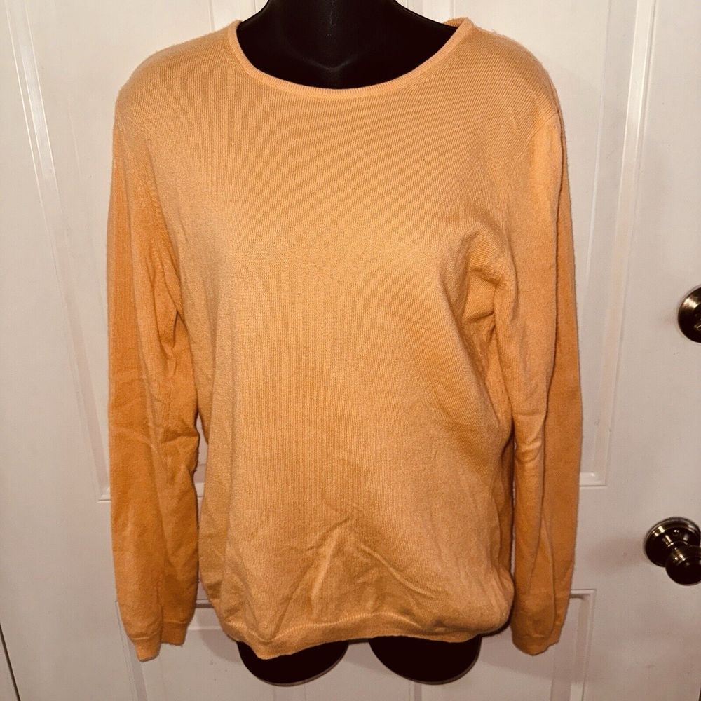 Pure Collection Cashmere Sweater Golden Yellow sz 8-10 Medium Long Sleeve